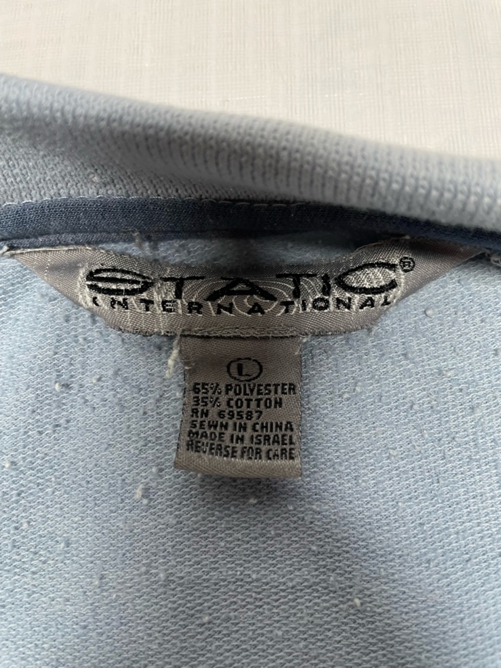 Men's Light Blue and White Short-Sleeve Polo Sweater - Picture 5 of 5